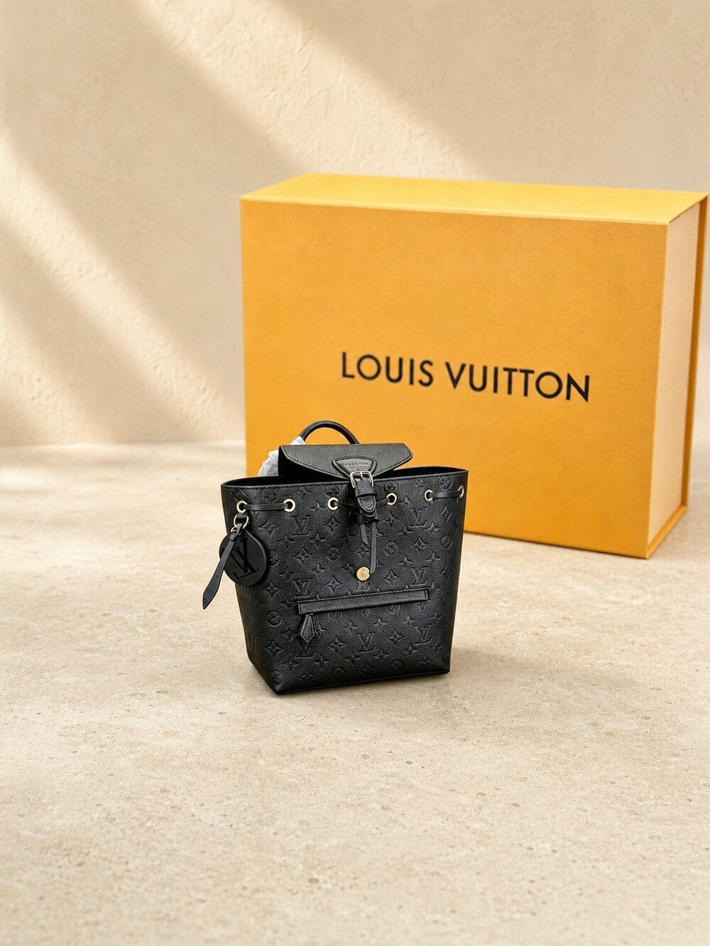 Louis Vuitton Embossed Cowhide Montsouris Backpack with Gold Hardware - Picture 2 of 6